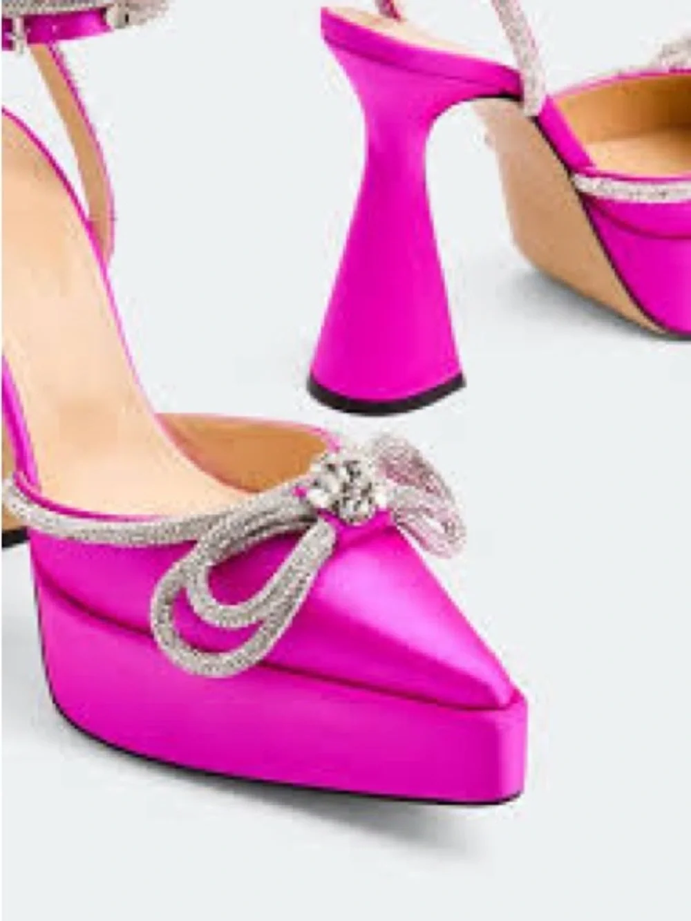 MACH & MACH Fuchsia Crystal Bow Platform Heels